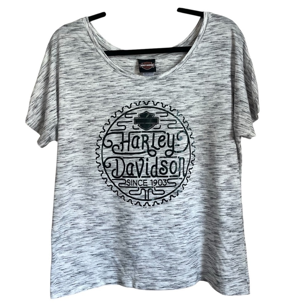 Harley Davidson Slub Knit Lightweight Heathered Grey T-Shirt Size Large